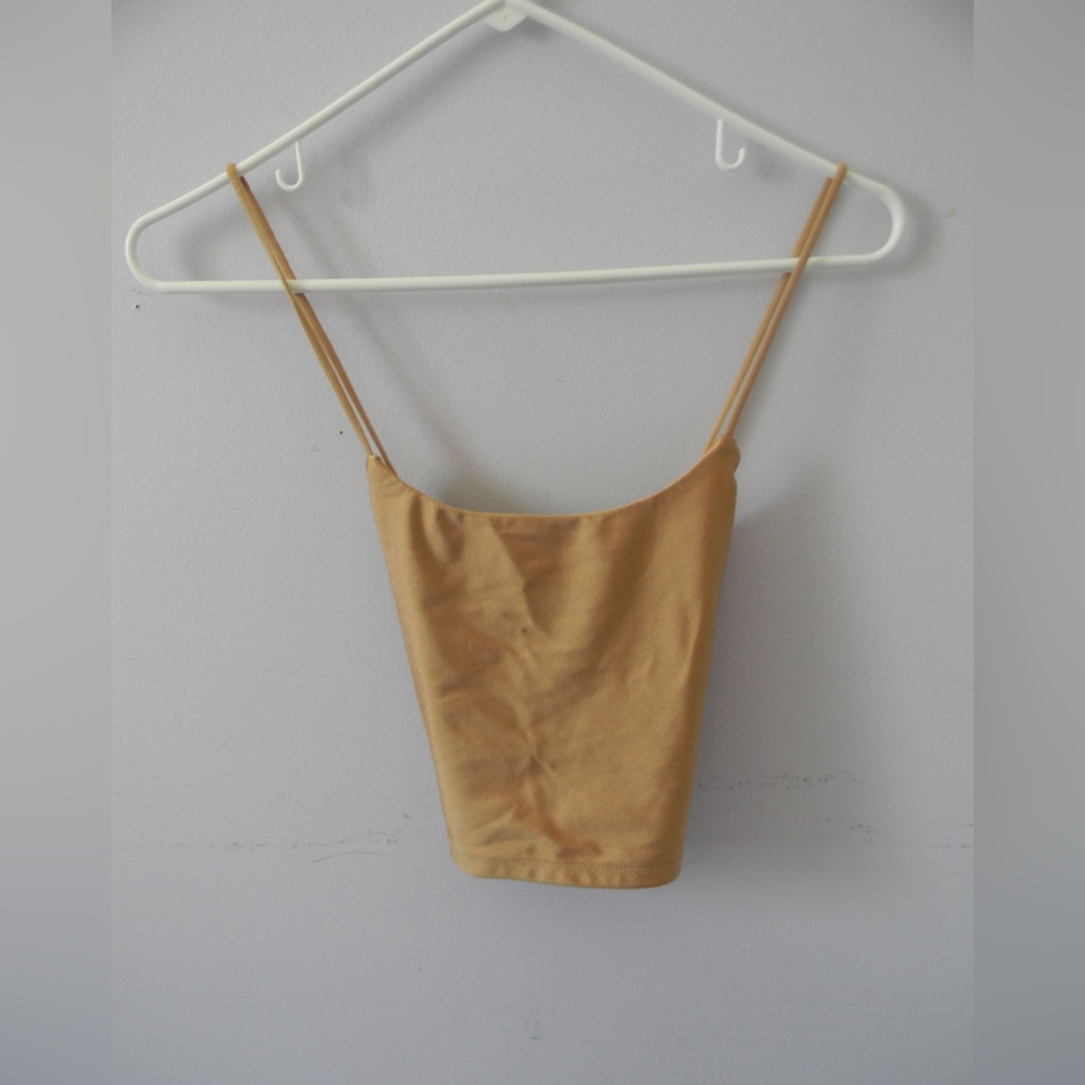 Forever 21 gold cropped tank top with criss cross back
